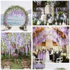 45 -Zoll -Dekorative Wisteria Kränze künstliche Blumen gefälschte Weinreta Hängende Girlande Seidenblume Home Hochzeit Dekora DH0B4