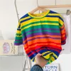 Tees Children 'S Clothing Boy 'S ShortSleeved Tshirt Summer Clothing 2022 New Cotton Striped Top Clothing Baby Fashion Brand