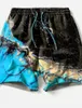 Mäns shorts brädet korta badstammar dragskonvågor grafiska tryck båt snabb torkning casual semester hawaiian