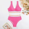 Dames Swimwear Chic Women Bikini Set Opgevoelde Deep V Neck Diving Bad Pak Elastische Summer Swims Pak Water Sportkleding