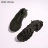 Casual Shoes Mary Jane Folds Elastic Cord Shallow Vulcanized 2024 Slip On Women Round Toe 6CM Platform Daily