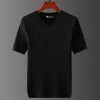 MENS KORT SLEEVE T-SHIRTS V-Neck Casual Knitting Rands Topps All-Match Solid Color Pullover Soft Slim Fit Dreating T Shirt 240423