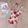 Jednoczęściowe urocze kwiatowy romper 2pcs Baby Girls Ubrania kombinezon Romper+opaska na głowę 024M wiek ifant maluch noworodka noworodka