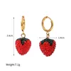 Pendientes de aro Minar encantador brillante Rhinestones rojos Rhinestons Strawberry Pends para mujeres Joyas de acero inoxidable de pvd de oro de oro de 18 km