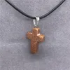 Charms 10st/Lot Natural Stone Cross Pendant Diy Accessories Necklace Blue Sand Agate