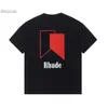 Herr designer kort ärm mode trend rhude geometric tryck halv gata sommar lös casual t-shirt män