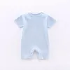 Enstycken 100% bomull sommar baby rompers nyfödd spädbarn sömn och lek jumpsuit pojkar flickor mjuk bekväm utgift kort ärm