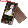 Drive Shangdian Wedding Photo Frame USB Flash Drives Natural Wood 128 ГБ бесплатно настраиваемое логотип Pen Drive Pendan Memory Stick Gift Gift