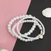 Strands Initial AZ Letter Round Shell Bracelet Simulated Pearl Small Beaded Sweet Charm Bracelets For Women Gifts Romantic Jewelry