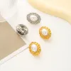 Boucles d'oreilles élégant imitation perle rétro doré golden irrégulière ovale non percé sur les boucles d'oreilles pour femmes fête 2023 bijoux d'hiver automne