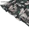 Abiti casual Maryyimei Designer Designer Dresser Women Spring Women a V-Neck Ruched Long Floral State Vacation