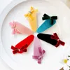 Hair Accessories New Children Cute Colors Velve Bow Ornament Hair Clips Girls Sweet Alloy Water Drop Barrettes Hairpins Kids Hair Accessories