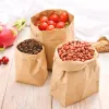 Bags 50/100pcs Fine Kraft Paper Bag Food Holiday Gift Bag for Sand Bread Candy Recyclable Party Bag Dry Packaging Paper Bag