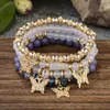 Beaded 4st Bohemian Butterfly Charm Armband Set for Women Crystal Beads Chain Bangle Female Fashion Party Jewelry Gift 240423