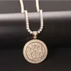 Instagram Hip Hop Numéro 69 Collier pendentif à disque double couche rotatif plein de bijoux en zircon