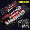 Verktyg 12st 1/4 3/8 1/2 tum Socket Ratchet Wrench Set för cykel Motorcykelbil Reparera multifunktionsskiftnyckelverktyg cykelverktyg