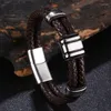 Bedelarmbanden mode handgemaakt lederen vlecht heren armband roestvrij staal buckle business heren armbanden voor vriend partnerliefhebbers cadeau