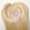 Fechos Remy Capinhos de cabelo humano com franja Bronde peças de cabelo humanas retas e retas para mulheres com tampo de seda de cabelos afins