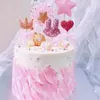 Forniture per feste 5 pezzi Pink Girl Heart Baking Card Insertion Love Star Crown Birthday Cake Decoration Plugin per il festival