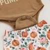 Imposta la lettera dei vestiti di Halloween con ardegole di zucca con ardegolette lunghe pantaloni a maniche per pannelli a cardano da 3 pezzi per neonati