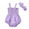 Ensembles de vêtements pour bébés filles 2pcs tenues sans manches de la sangle de violon de volants avec des vêtements d'été du bandeau ensemble pour le nourrisson 0-18 mois