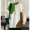 Jackor Original Färgblock Montering Design Män Fall Winter Oneck Män Lossa tröja Pullover Men's Slimming Club Club Sweater Jacket