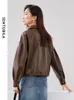 Sentubila en cuir féminin Pu Bomber Cramed Veste Femme Femme Femme Extérieur Extérieur 2024 Café de printemps Vestes solides à zip W41G527