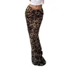 Юбка юбка для оболочки леопардового принта с высокой талией Maxi Maxi для женщин Элегантная вечеринка на полу с застежкой на молнии