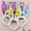 Lumineux LED Light Party Favor Sequin Rabbit Ears Flashing Bunny Headress Head Hair Band Hoop Toy Kid Supplies Birthday