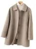 Kvinnors dike rockar Caixingle 2024 Autumn Winter Coat Women Woolen Jacka Korean enkelbröst dubbelsidig lång kashmir Ytterkläder Kvinnlig klädsel2403