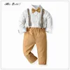 Set di abbigliamento per ragazzo primaverile per bambini giardini formali per la festa di nozze per bambini abiti a maniche lunghe pantaloni da maglietta