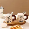 Muggar Creative Cartoon Girl Ceramic Breakfast Milk Mug Coffee With A Spoon Office Handgrip Water Cup Hushåll Köksdryckware