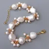 Yygem Luxury Freshwater Cultured White Baroque Pearl Bracelet for Women Wedding Birthday Lap Bracelet 240414