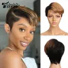 Wigs Trueme Short Pixie Cut Human Hair Wigs Brazilian Human Hair Lace Wig For Women Fahion Omber Blonde Brown Part Lace Human Wig