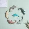 Estatuetas decorativas de parede cerâmica 3d pendurado golfinho nórdico decoração de decoração de decoração caseira