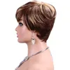 Pixie Cut Human Hair Wigs For Women Brown Curly Short Bob Full Machine Made Wig P4/27 Glueless Brazilian Virgin Hair Wigs