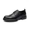 Casual Shoes Elegantes Mens Fashion Leather British Style Dress Groom Platform Wedding Leisure Walk Brogue Footwear