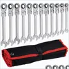 Andra handverktyg flexhuvud Ratcheting Wrench Set Combination Ended Skinker Kits Chrome Vanadium Steel Socket Key Ratchet 220428 Drop D Otvae