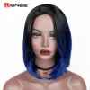 가발 wignee Short Straight Bob Hair Synthetic Wigh Women 2 Tone Ombre Color Wigs Blue/Bug/Green/Ash Blonde Glueless Cosplay Hair