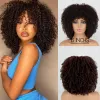 Peruki brązowe kręcone krótkie włosy afrykańska krwawa peruka z grzywką gradientu włosów dla czarnych kobiet afrykański syntetyczny omber cosplay Wiay