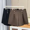 Autumn And Winter 100KG Fashion Woolen Wide Leg Shorts Plus Size Womens Casual High Waist Six Button Bootcut 1170 240415