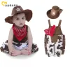 Sets Kleinkind Neugeborene Baby Jungen Mädchen Kleidungsstück Set Säugling Cowboy -Kleidung Hut+Schal+Strampler Carnival Kostüm Party Kostüm