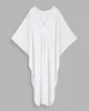 Witte vrouwen kaftan gewaad v-neck Chinese knoop gunstige strand plus size jurk zomervakantie maxi jurken outfit Q1306 240418