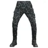 Pantalon masculin de.Studios moto-cistruction décontractée de camouflage noir jeans jeans rouler pour hommes