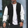 Herrenjacken Farbe Block Varsity Jacke Casual Baseball Coat normaler Fitcollege Hipster Windbreaker für den Frühling Herbst