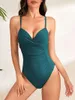 Swimwear 2024 Cross Solide Cross Solid Femme One Piece Sexy Push Up Female Baigneurs Baignes Bathing Bathing Swimming Swim