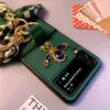 Caisses de téléphone portable Luxury Pu Leather 3D Diamond Bee Téléphone Case pour Samsung Galaxy Z Flip 5 4 3 COUVERTURE AVEC DU POSTEUR DE LA RIN