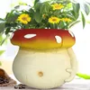 Vases Resin Plant Pot Fun Succulent Handcrafted Mushroom Shaped With Drainage For Indoor Plants Uv-resistant