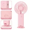 Portabla mini -fans 600mAh USB -laddningsbara fläktar 3 -lägen med telefonstativ för resesmakeup Eyelash Fun for Kids Girls Women 240424