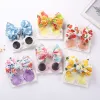 Zonnebrillen 2 stks/set bloem babyzonnebril fruit print kogel nylon haarbanden hoofdbanden jongens meisjes zee kust mentale bril Kinderen hoofddeksels